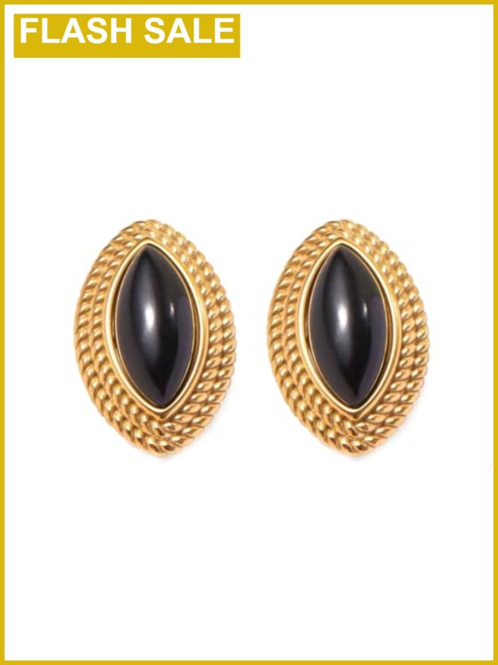 Big Chunky Gold Plated Oval Stud Earrings Vintage Statement Jewelry